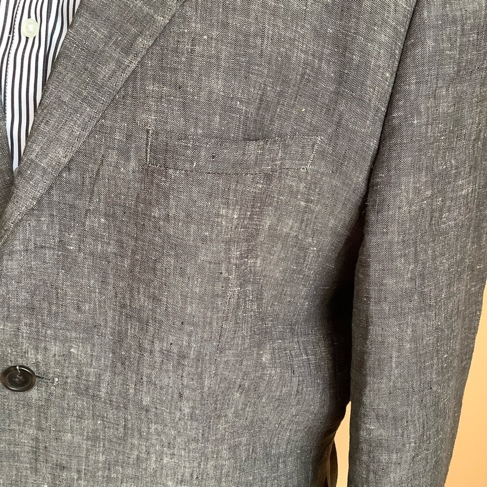 H&M Gray Linen Blazer Jacket Men's Size 44R Sport Coat Neutral - Picture 6 of 14